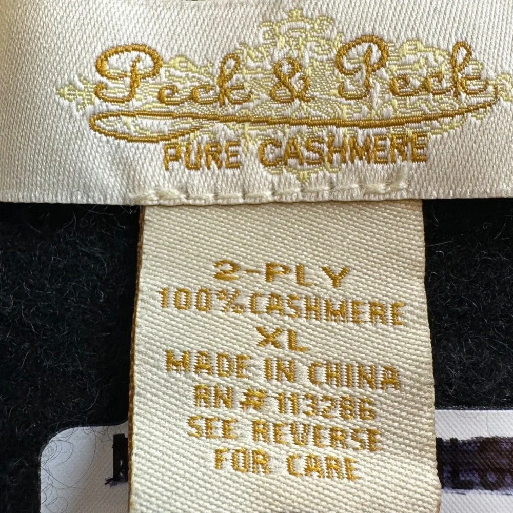 Peck & Peck Pure Cashmere Black Cardigan Sweater XL 2 Ply Button Front READ
